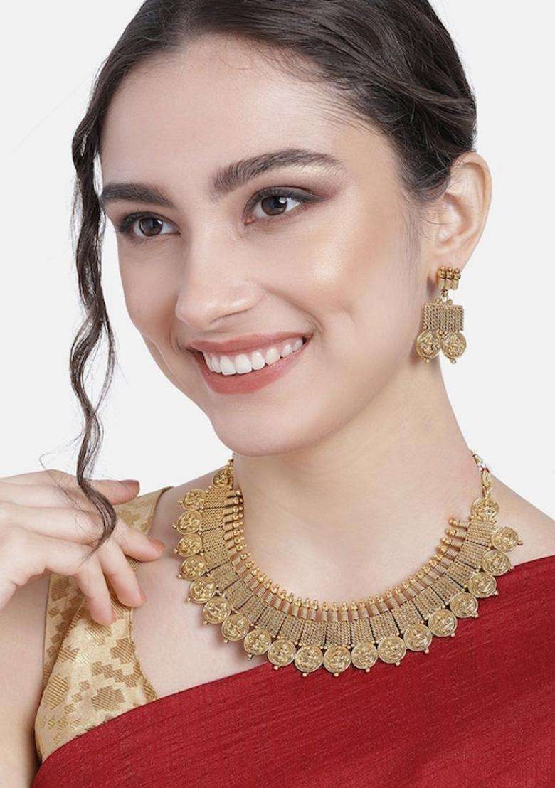 Gold-Plated Temple Choker Jewellery Set for Women | Traditional Temple Jewellery for Wedding & Festive Wear | Gift for Her - Indya