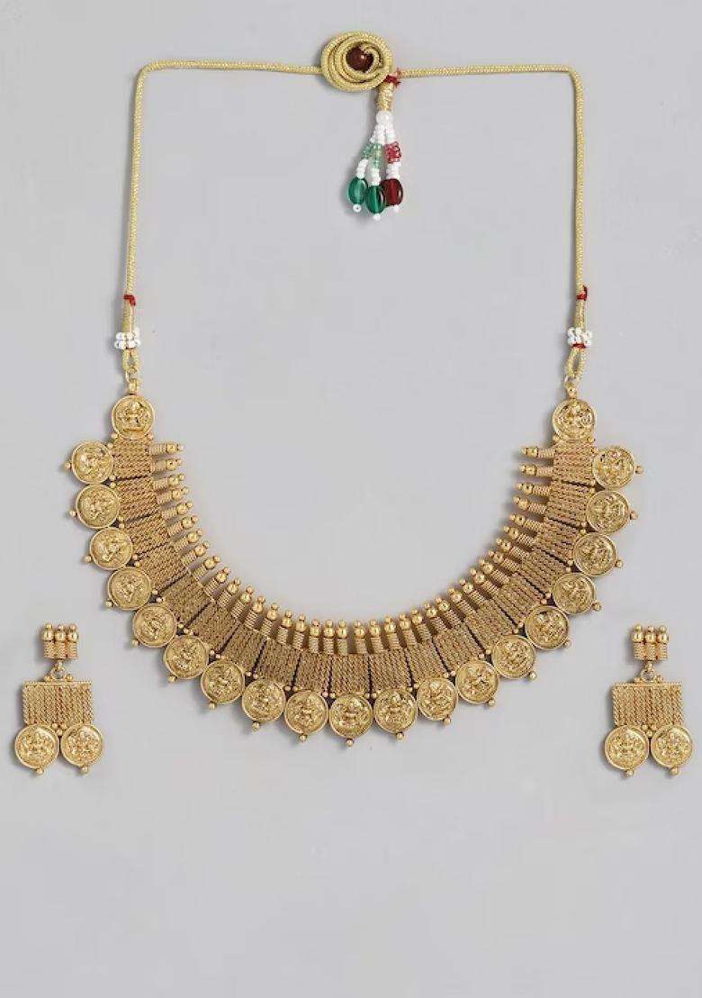 Gold-Plated Temple Choker Jewellery Set for Women | Traditional Temple Jewellery for Wedding & Festive Wear | Gift for Her - Indya
