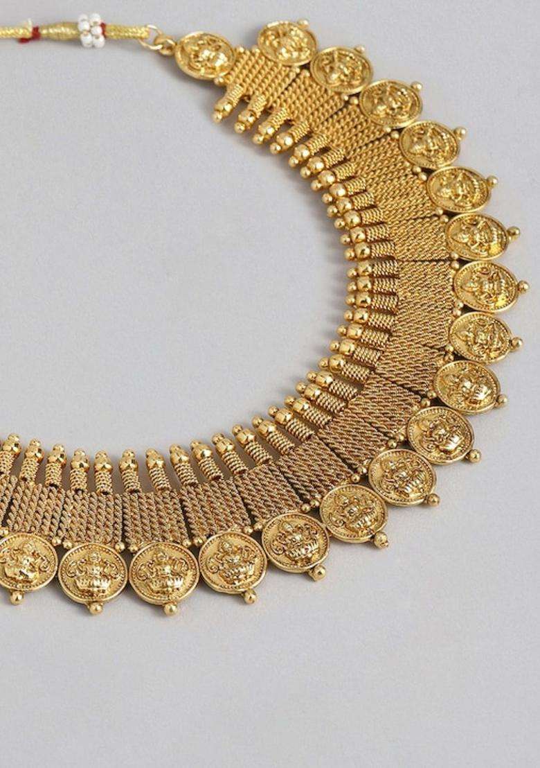 Gold-Plated Temple Choker Jewellery Set for Women | Traditional Temple Jewellery for Wedding & Festive Wear | Gift for Her - Indya