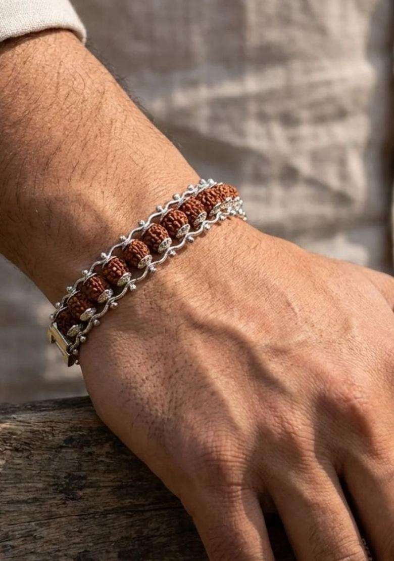 Temple Silver-Plated Link Bracelet for Men | Stylish Party & Everyday Wear | Gift for Him - Indya