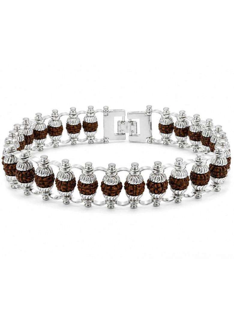 Temple Silver-Plated Link Bracelet for Men | Stylish Party & Everyday Wear | Gift for Him - Indya