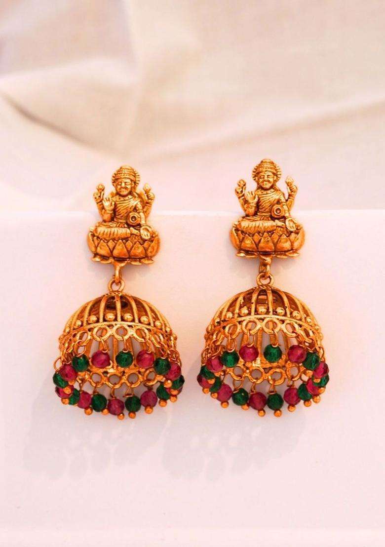 Gold-Plated Classic Jhumkas Earrings for Women | Traditional Temple Jewellery for Wedding & Festive Wear | Gift for Her - Indya