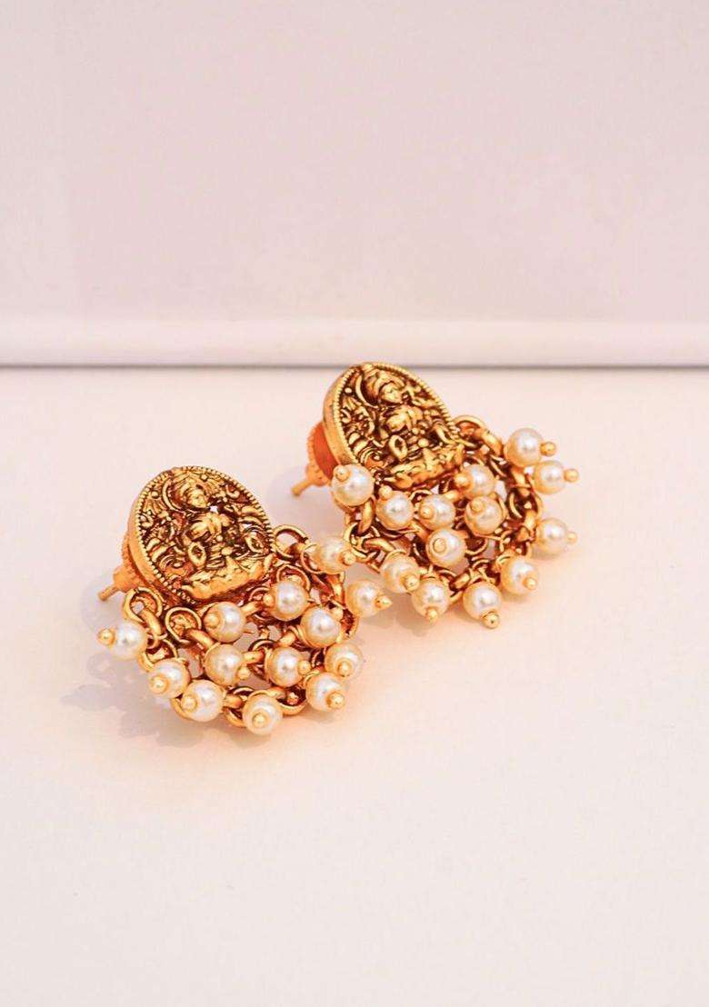 Gold-Plated Classic Jhumkas Earrings for Women | Traditional Temple Jewellery for Wedding & Festive Wear | Gift for Her - Indya