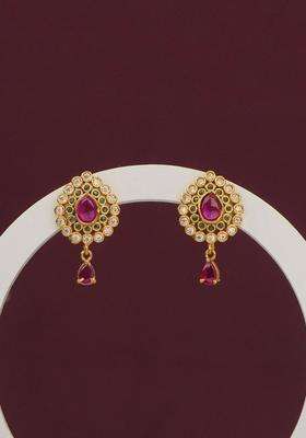 Gold-Plated Floral Drop Earrings for Women | Traditional Temple Jewellery for Wedding & Festive Wear | Gift for Her
