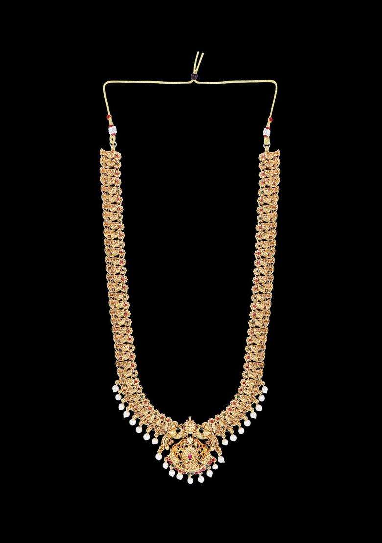 Gold-Plated Stone Studded & Beaded Lakshmi Goddess Jewellery Set for Women | Traditional Temple Jewellery for Wedding & Festive Wear | Gift for Her - Indya