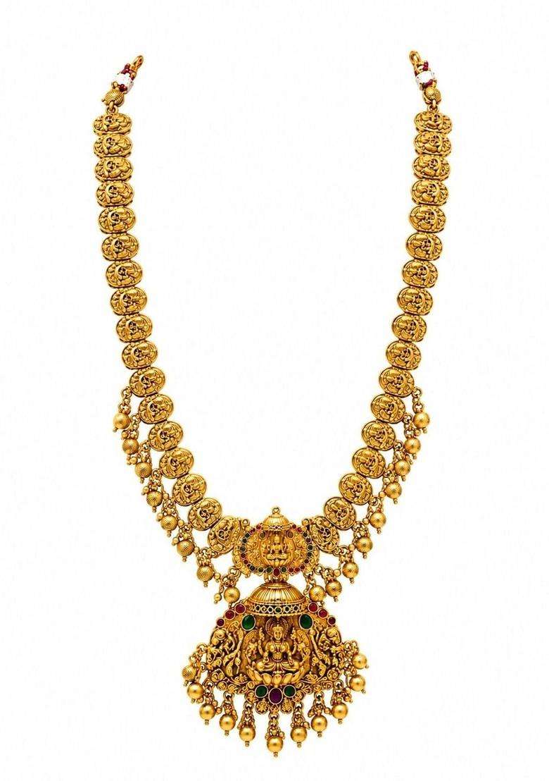 Gold-Plated Pearls Beaded Temple Necklace with Earrings for Women | Traditional Temple Jewellery for Wedding & Festive Wear | Gift for Her - Indya