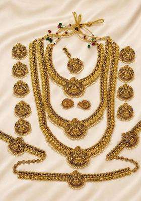 Gold-Plated Pearls Beaded Temple Necklace with Earrings for Women | Traditional Temple Jewellery for Wedding & Festive Wear | Gift for Her