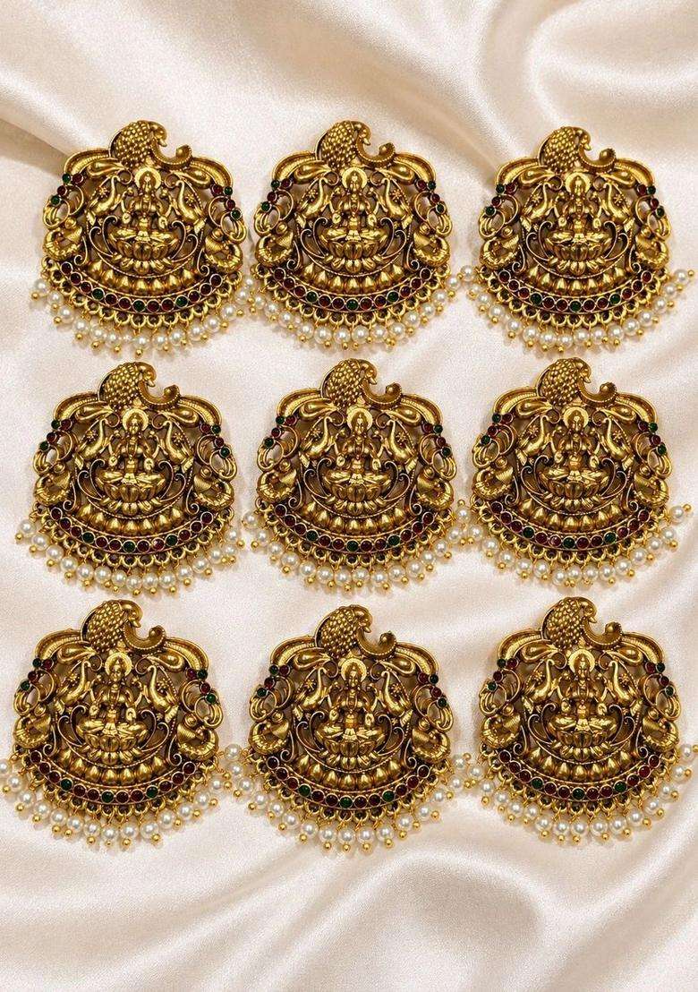 Gold-Plated Pearls Beaded Temple Necklace with Earrings for Women | Traditional Temple Jewellery for Wedding & Festive Wear | Gift for Her - Indya