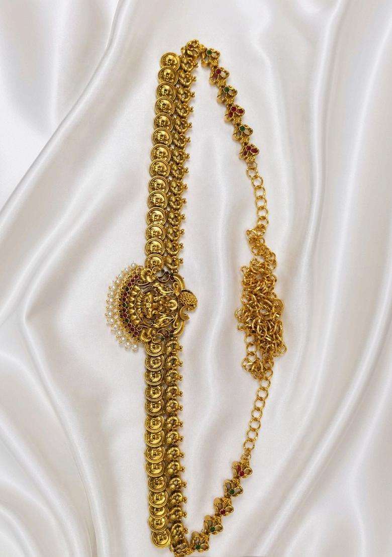 Gold-Plated Pearls Beaded Temple Necklace with Earrings for Women | Traditional Temple Jewellery for Wedding & Festive Wear | Gift for Her - Indya