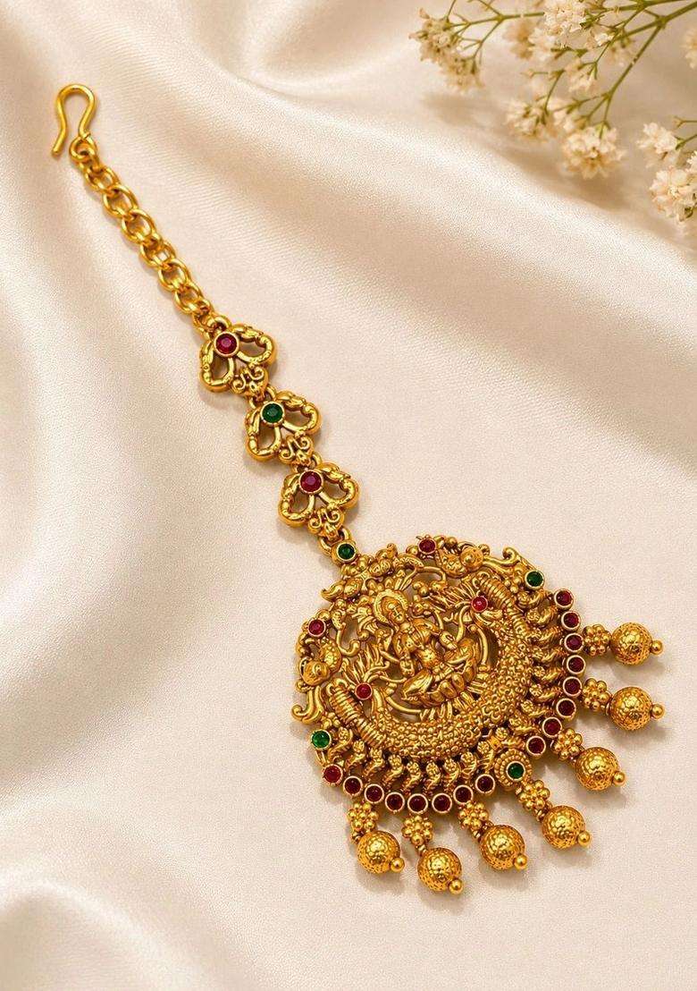 Gold-Plated Pearls Beaded Temple Necklace with Earrings for Women | Traditional Temple Jewellery for Wedding & Festive Wear | Gift for Her - Indya