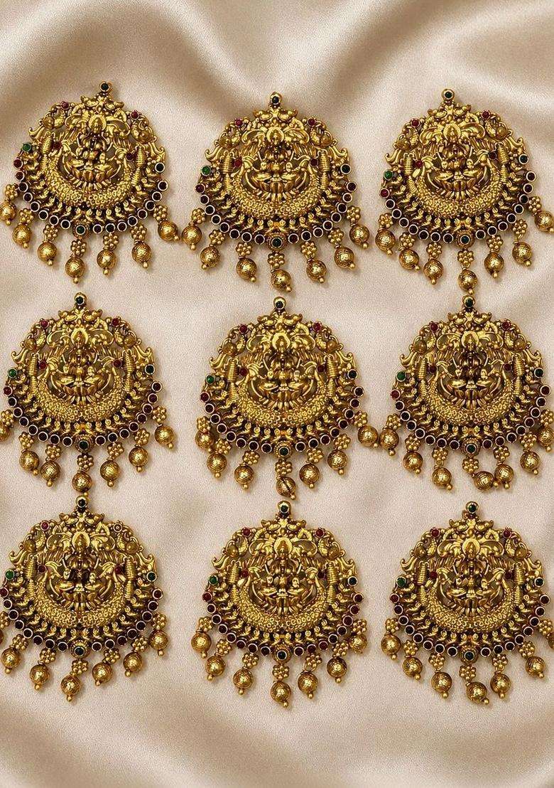 Gold-Plated Pearls Beaded Temple Necklace with Earrings for Women | Traditional Temple Jewellery for Wedding & Festive Wear | Gift for Her - Indya