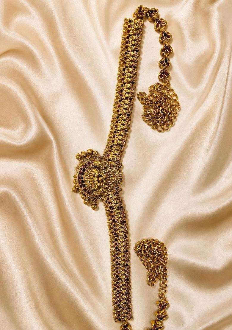 Gold-Plated Pearls Beaded Temple Necklace with Earrings for Women | Traditional Temple Jewellery for Wedding & Festive Wear | Gift for Her - Indya