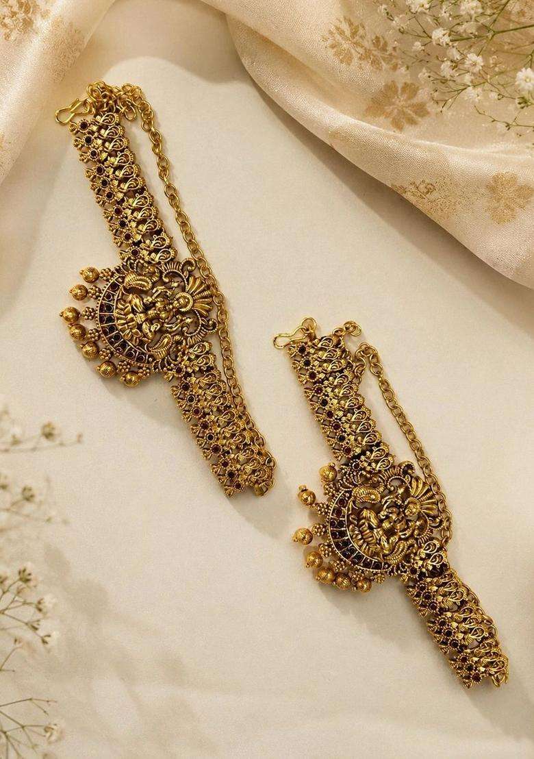 Gold-Plated Pearls Beaded Temple Necklace with Earrings for Women | Traditional Temple Jewellery for Wedding & Festive Wear | Gift for Her - Indya