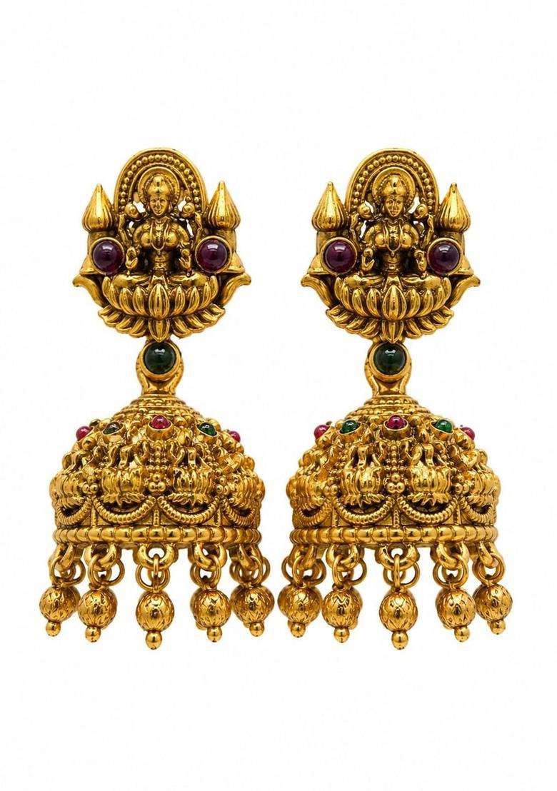 Gold-Plated Pearls Beaded Temple Necklace with Earrings for Women | Traditional Temple Jewellery for Wedding & Festive Wear | Gift for Her - Indya