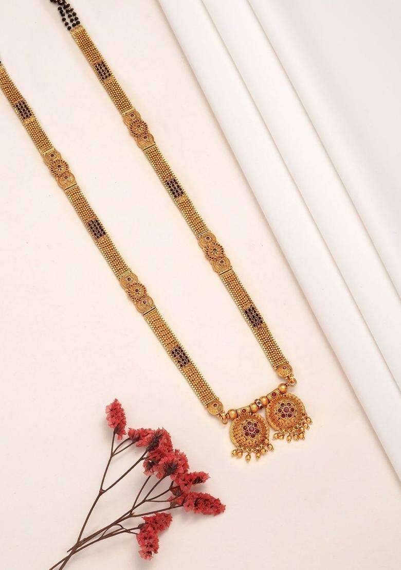 Gold-Plated Temple Beaded Copper Necklace and Earrings for Women | Traditional Temple Jewellery for Wedding & Festive Wear | Gift for Her - Indya