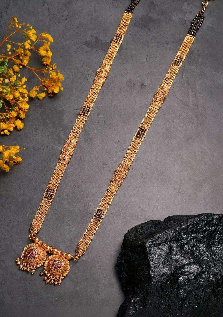 Gold-Plated Temple Beaded Copper Necklace and Earrings for Women | Traditional Temple Jewellery for Wedding & Festive Wear | Gift for Her - Indya