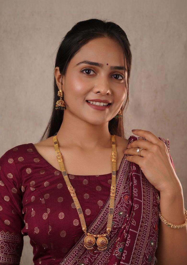 Gold-Plated Temple Beaded Copper Necklace and Earrings for Women | Traditional Temple Jewellery for Wedding & Festive Wear | Gift for Her - Indya