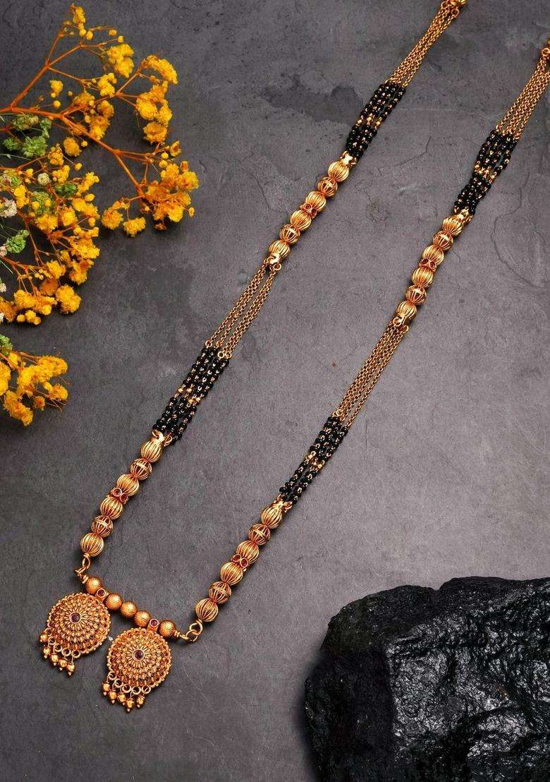 Gold-Plated Temple Beaded Copper Necklace and Earrings for Women | Traditional Temple Jewellery for Wedding & Festive Wear | Gift for Her - Indya