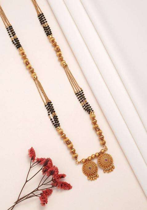Gold-Plated Temple Beaded Copper Necklace and Earrings for Women | Traditional Temple Jewellery for Wedding & Festive Wear | Gift for Her