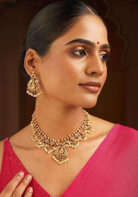 Gold-Plated Pearls Necklace for Women | Traditional Temple Jewellery for Wedding & Festive Wear | Gift for Her