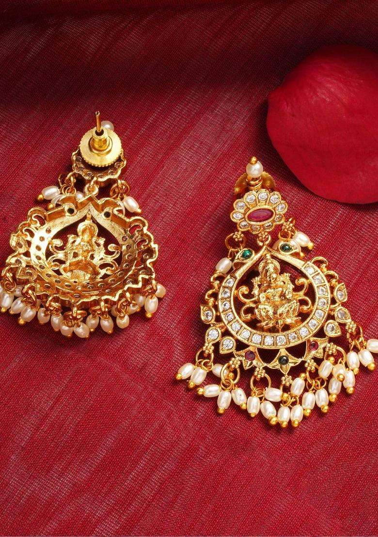 Gold-Plated Pearls Necklace for Women | Traditional Temple Jewellery for Wedding & Festive Wear | Gift for Her - Indya