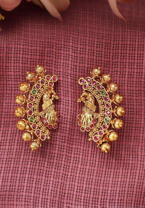 Gold-Plated Temple Brass Top Earrings for Women | Traditional Temple Jewellery for Wedding & Festive Wear | Gift for Her