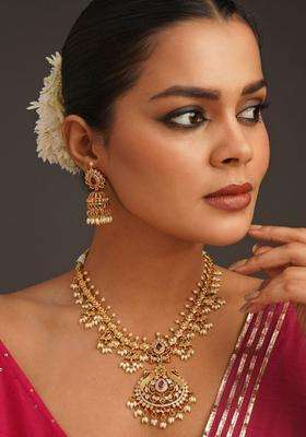 Gold-Plated Pearls Necklace for Women | Traditional Temple Jewellery for Wedding & Festive Wear | Gift for Her