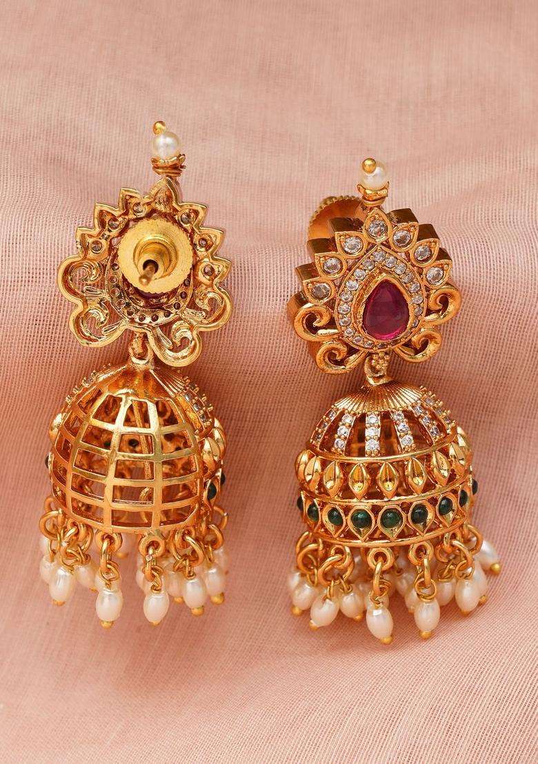 Gold-Plated Pearls Necklace for Women | Traditional Temple Jewellery for Wedding & Festive Wear | Gift for Her - Indya