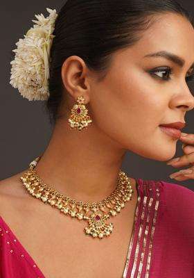 Gold-Plated Pearls Necklace for Women | Traditional Temple Jewellery for Wedding & Festive Wear | Gift for Her