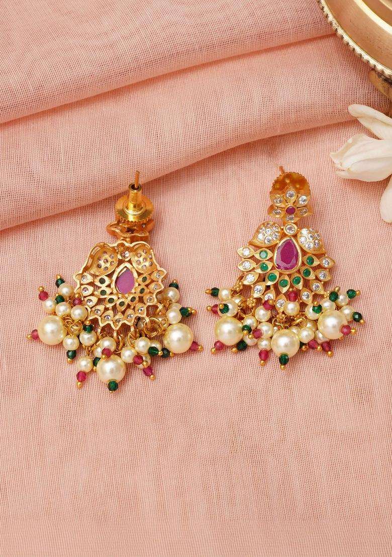 Gold-Plated Pearls Necklace for Women | Traditional Temple Jewellery for Wedding & Festive Wear | Gift for Her - Indya