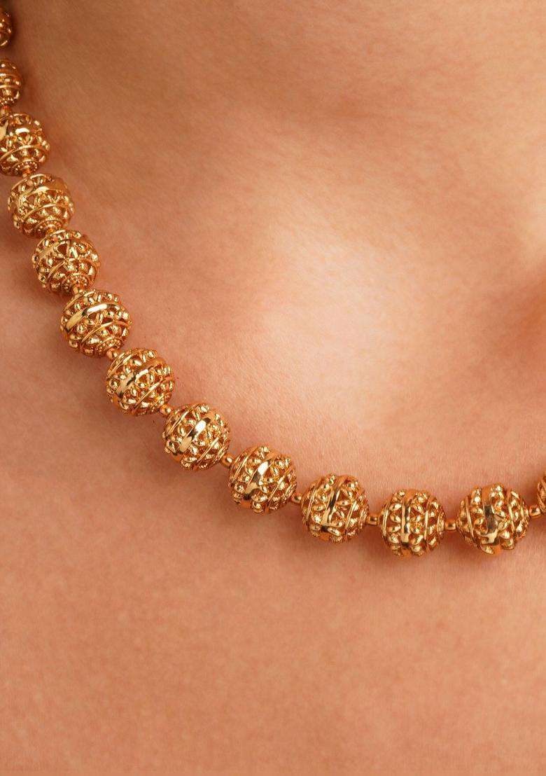 Brass Gold-Plated Temple Necklace for Women | Traditional Temple Jewellery for Wedding & Festive Wear | Gift for Her - Indya