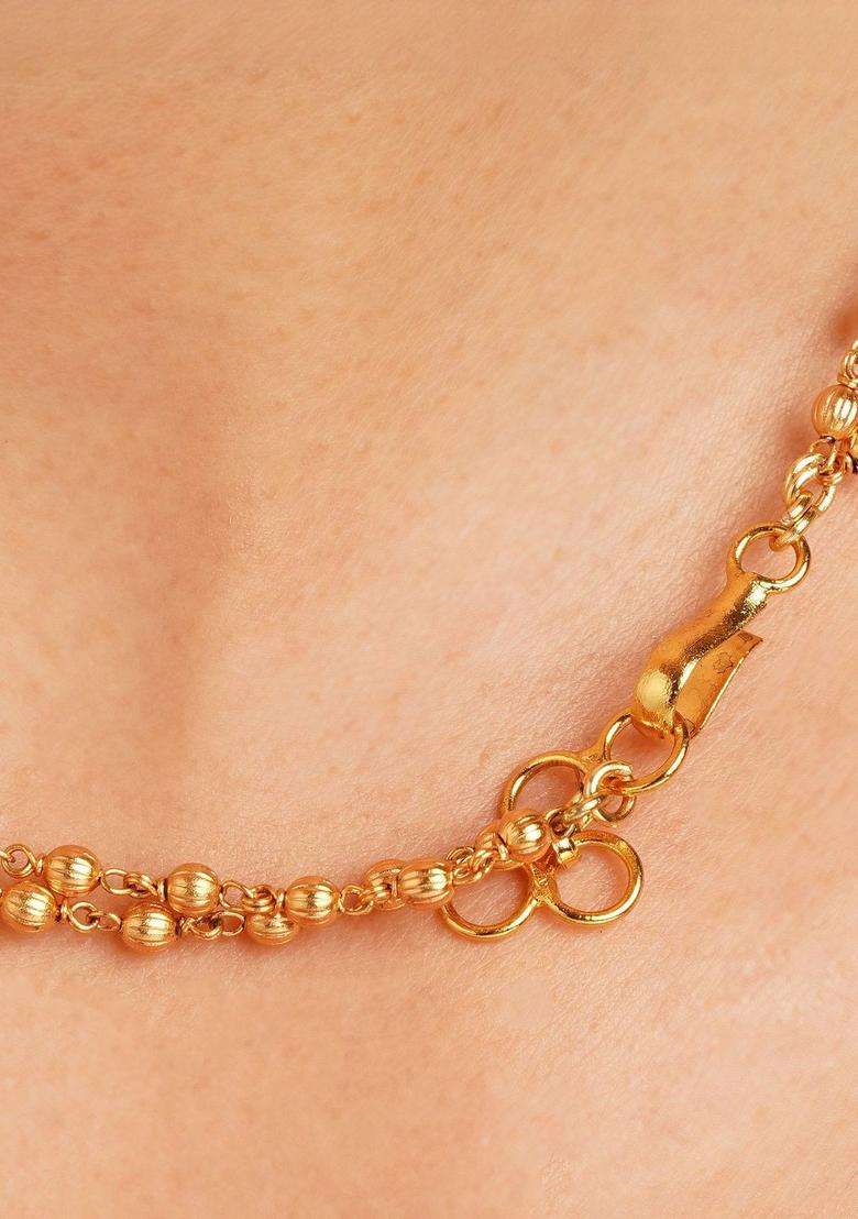 Gold-Plated Artificial Stones Studded & Pearls Beaded Temple Necklace and Earrings for Women | Traditional Temple Jewellery for Wedding & Festive Wear | Gift for Her - Indya