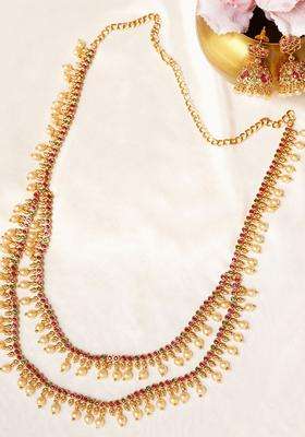 Gold-Plated Stone-Studded & Beaded Jewellery Set for Women | Traditional Temple Jewellery for Wedding & Festive Wear | Gift for Her