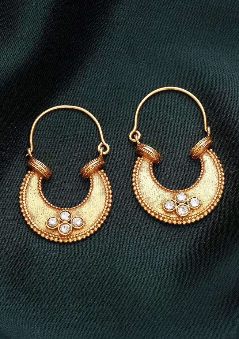 Silver Kundan Hoop Earrings for Women | Stylish Party & Everyday Wear | Gift for Her - Indya