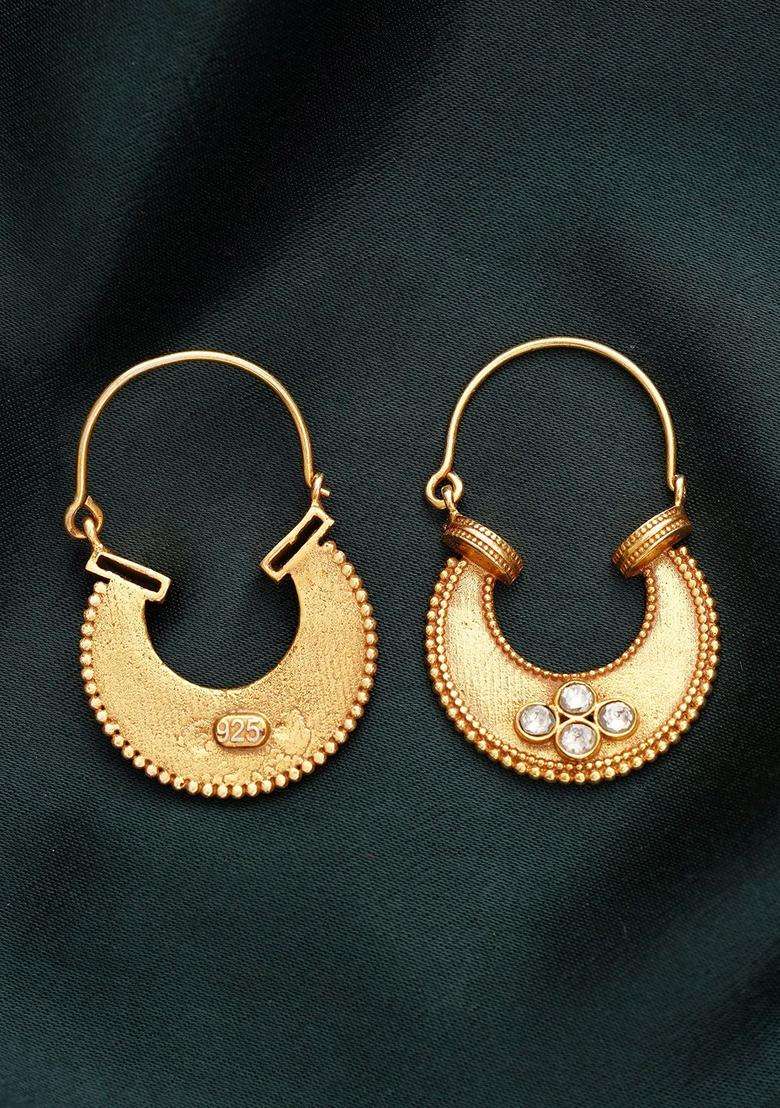 Silver Kundan Hoop Earrings for Women | Stylish Party & Everyday Wear | Gift for Her - Indya