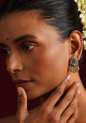 Gold-Plated Teardrop Shaped Temple Drop Earrings for Women | Traditional Temple Jewellery for Wedding & Festive Wear | Gift for Her