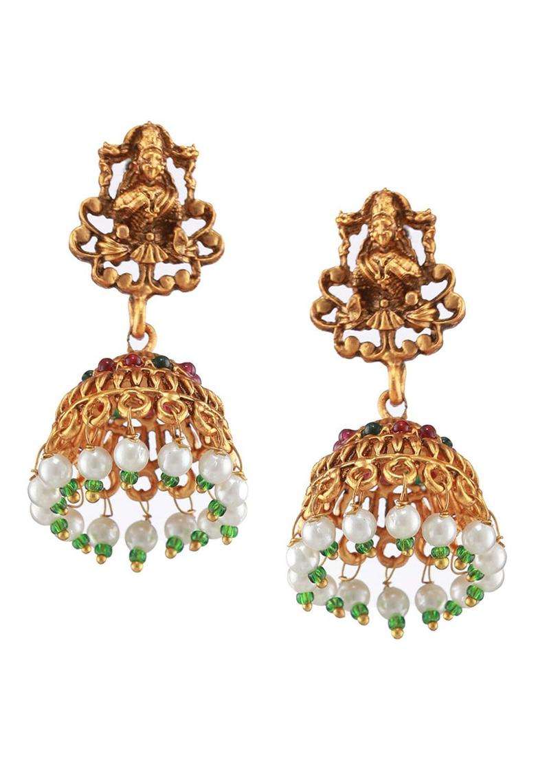 Gold-Plated Stone-Studded & Beaded Lakshmi Temple Jewellery Set for Women | Traditional Temple Jewellery for Wedding & Festive Wear | Gift for Her - Indya