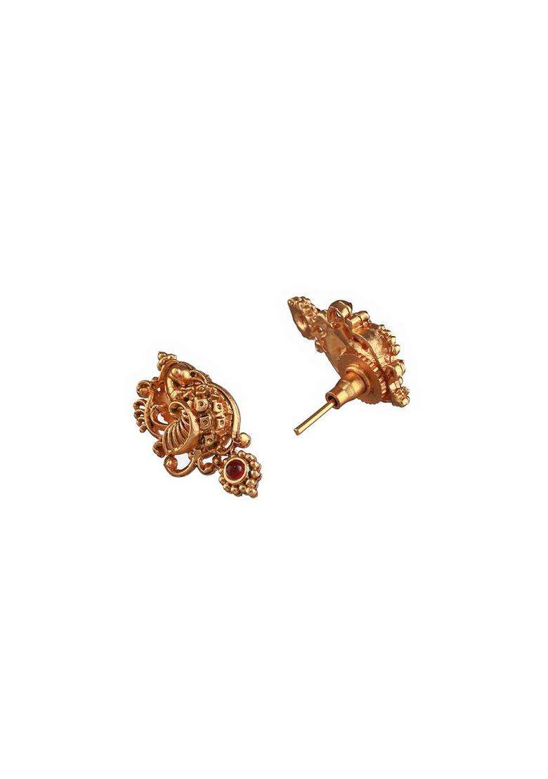 Gold-Plated Stone-Studded & Beaded Jewellery Set for Women | Traditional Temple Jewellery for Wedding & Festive Wear | Gift for Her - Indya