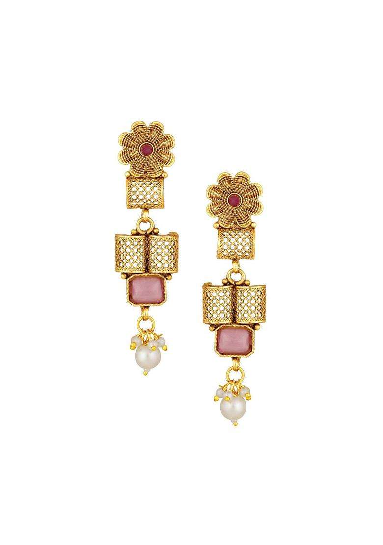 Gold-Plated Kundan Studded Jewellery Set for Women | Traditional Temple Jewellery for Wedding & Festive Wear | Gift for Her - Indya