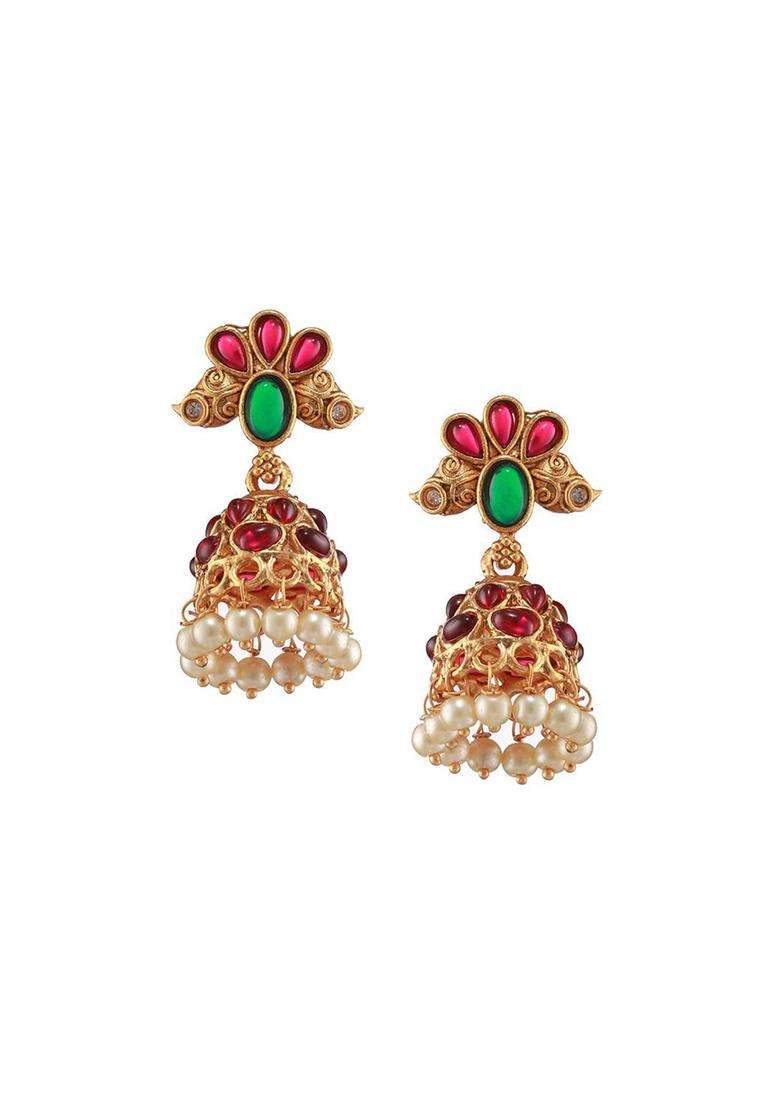 Set of 2 Gold-Plated Stone-Studded & Beaded Jewellery Sets for Women | Traditional Temple Jewellery for Wedding & Festive Wear | Gift for Her - Indya