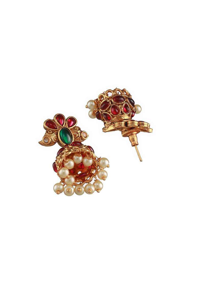 Set of 2 Gold-Plated Stone-Studded & Beaded Jewellery Sets for Women | Traditional Temple Jewellery for Wedding & Festive Wear | Gift for Her - Indya