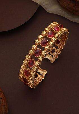Gold-Plated Cuff Bracelet for Women | Traditional Temple Jewellery for Wedding & Festive Wear | Gift for Her