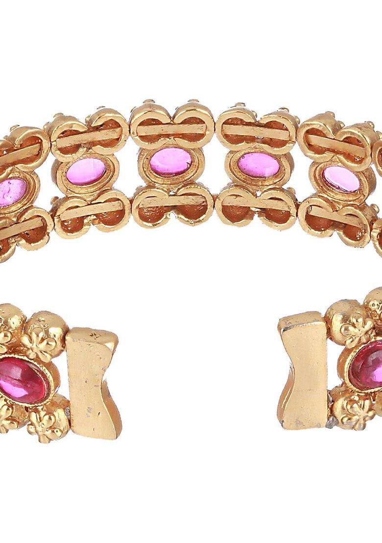 Gold-Plated Cuff Bracelet for Women | Traditional Temple Jewellery for Wedding & Festive Wear | Gift for Her - Indya