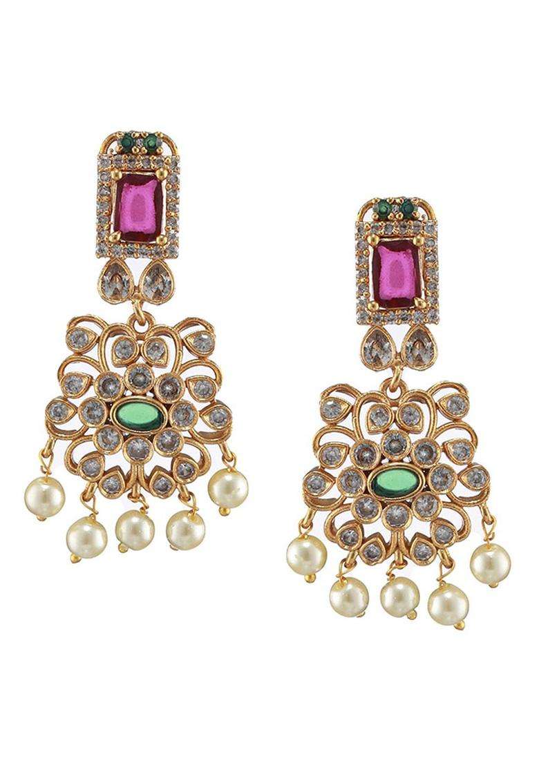 Gold-Plated & AD-Studded Temple Choker Jewellery Set for Women | Traditional Temple Jewellery for Wedding & Festive Wear | Gift for Her - Indya