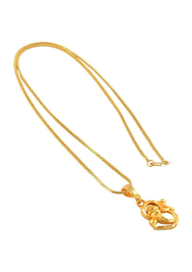 Gold-Plated Geometric Pendants with Chains for Men & Women | Traditional Temple Jewellery for Wedding & Festive Wear | Festive Gift - Indya