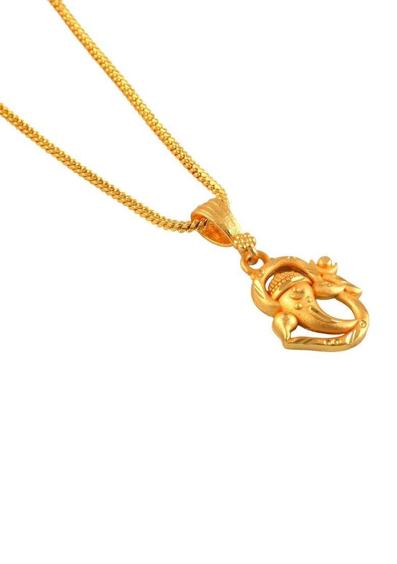 Gold-Plated Geometric Pendants with Chains for Men & Women | Traditional Temple Jewellery for Wedding & Festive Wear | Festive Gift - Indya