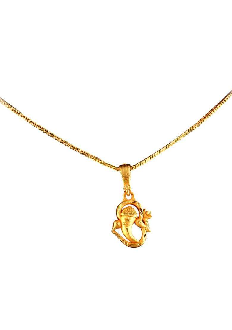 Gold-Plated Geometric Pendants with Chains for Men & Women | Traditional Temple Jewellery for Wedding & Festive Wear | Festive Gift - Indya