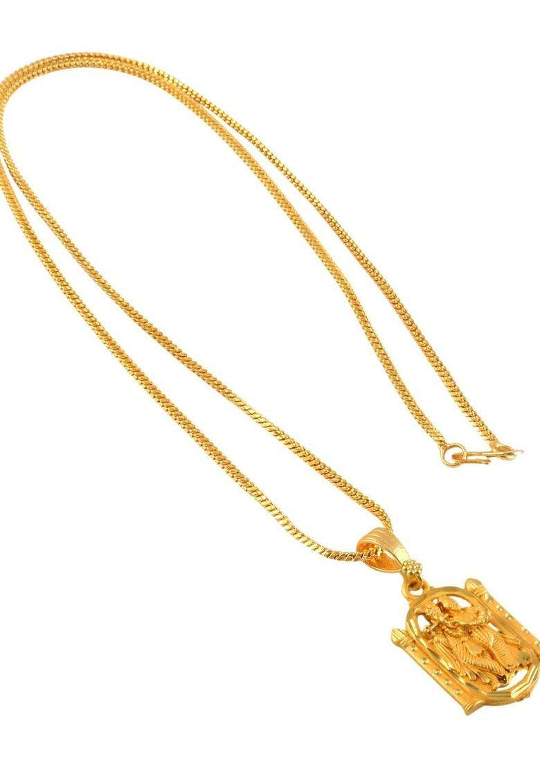 Gold-Plated Geometric Pendants with Chains for Men & Women | Traditional Temple Jewellery for Wedding & Festive Wear | Festive Gift - Indya