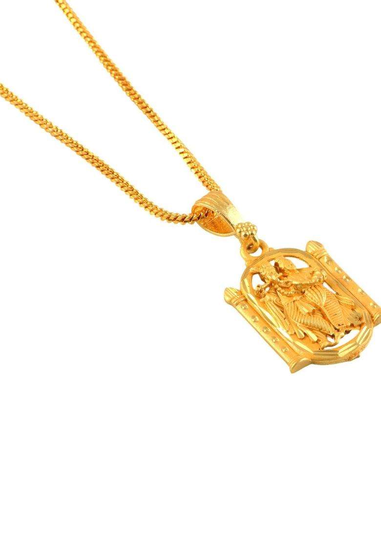 Gold-Plated Geometric Pendants with Chains for Men & Women | Traditional Temple Jewellery for Wedding & Festive Wear | Festive Gift - Indya
