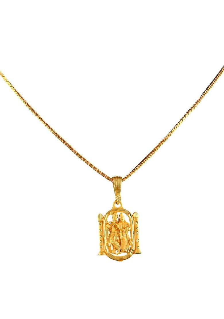 Gold-Plated Geometric Pendants with Chains for Men & Women | Traditional Temple Jewellery for Wedding & Festive Wear | Festive Gift - Indya